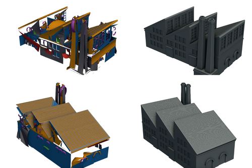 Vergleich eines segmentierten Scan-Netzes mit dem daraus erzeugten CAD-Körper